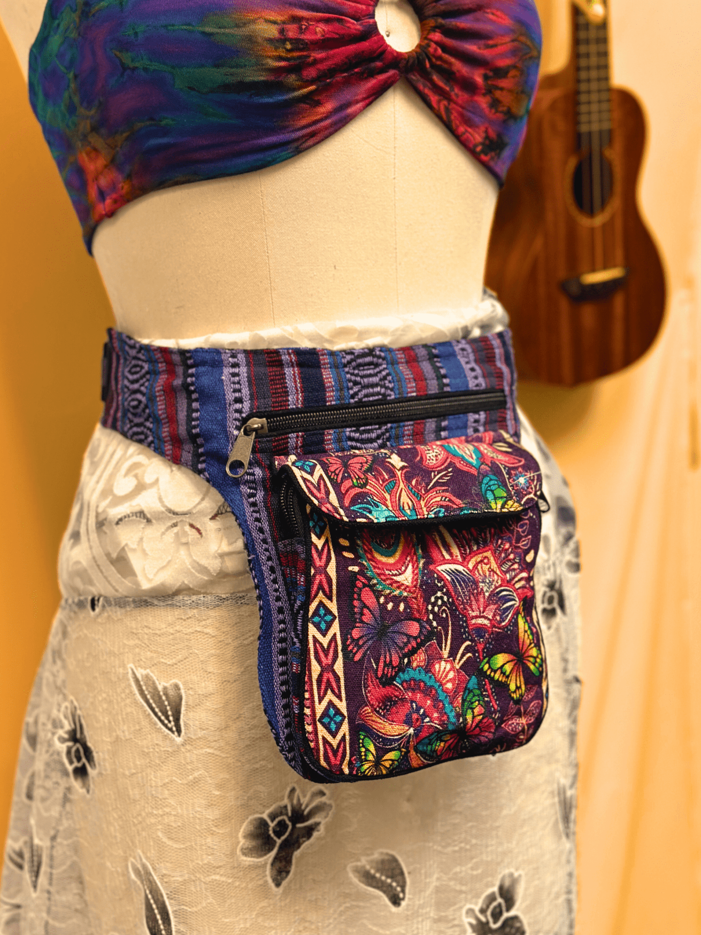 DP Multi Floral Zip & Pocket West Boho Hippie Fanny Pack - Kalika Fashion