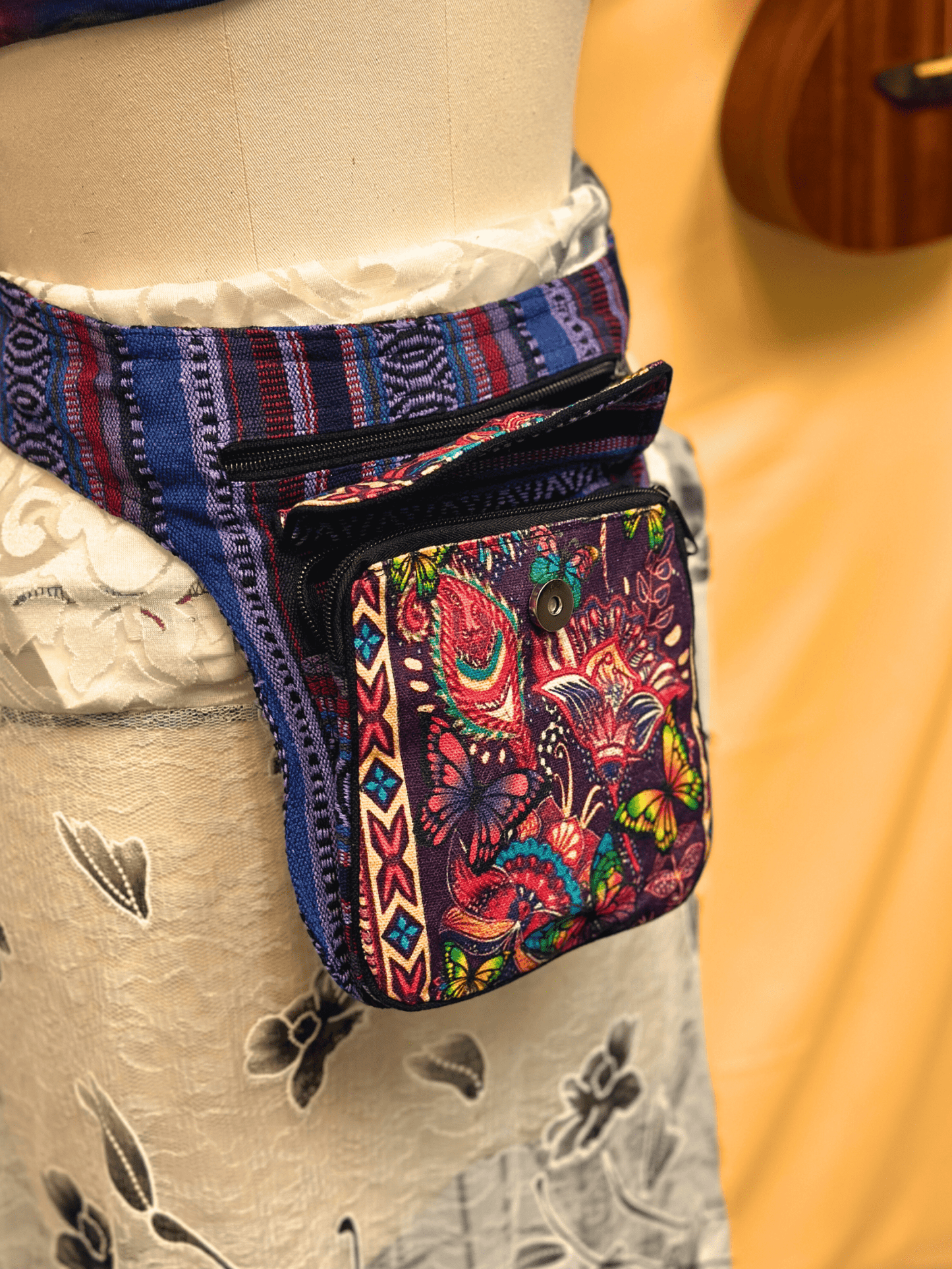 DP Multi Floral Zip & Pocket West Boho Hippie Fanny Pack - Kalika Fashion