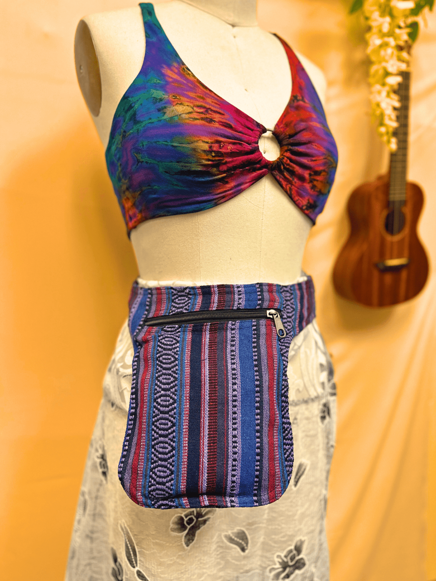 DP Multi Floral Zip & Pocket West Boho Hippie Fanny Pack - Kalika Fashion