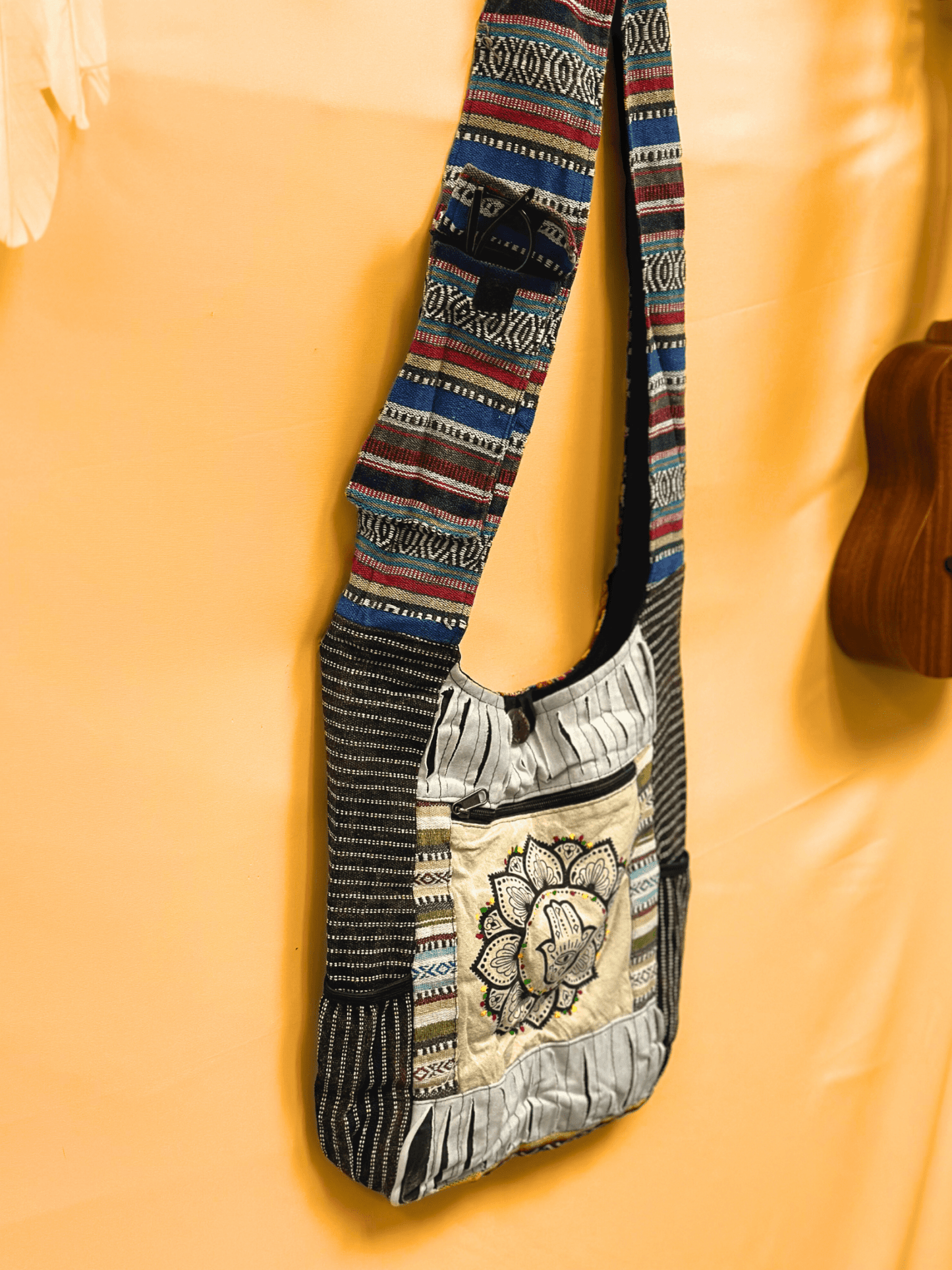 Ghary Razor Side Pocket Hamsa Hippie Bag - Kalika Fashion
