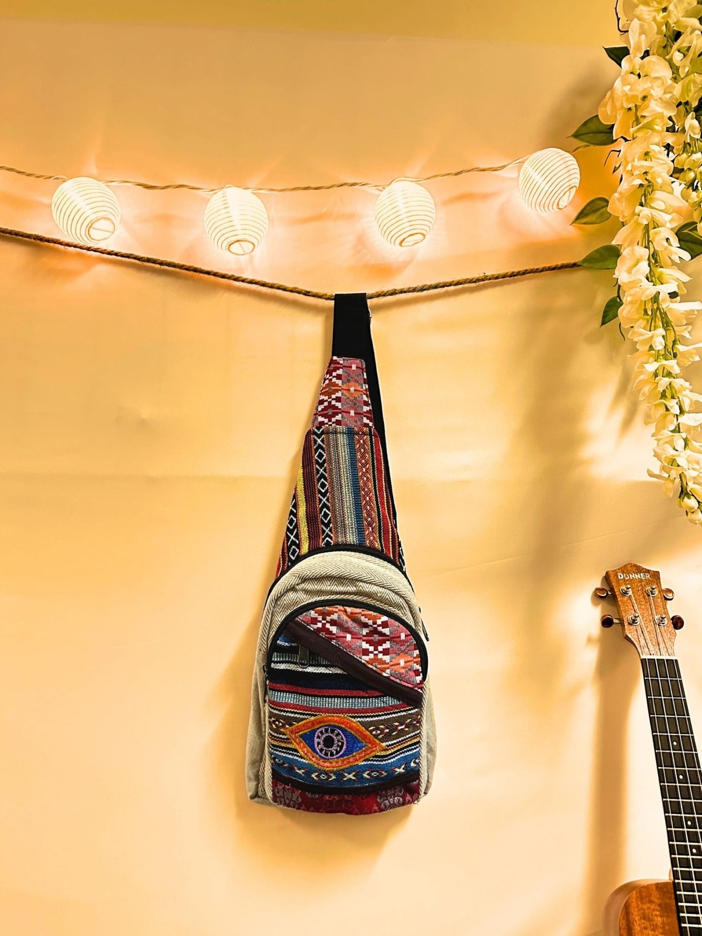 Hemp Eye Crossbody Boho Hippie Backpack bag - Kalika Fashion