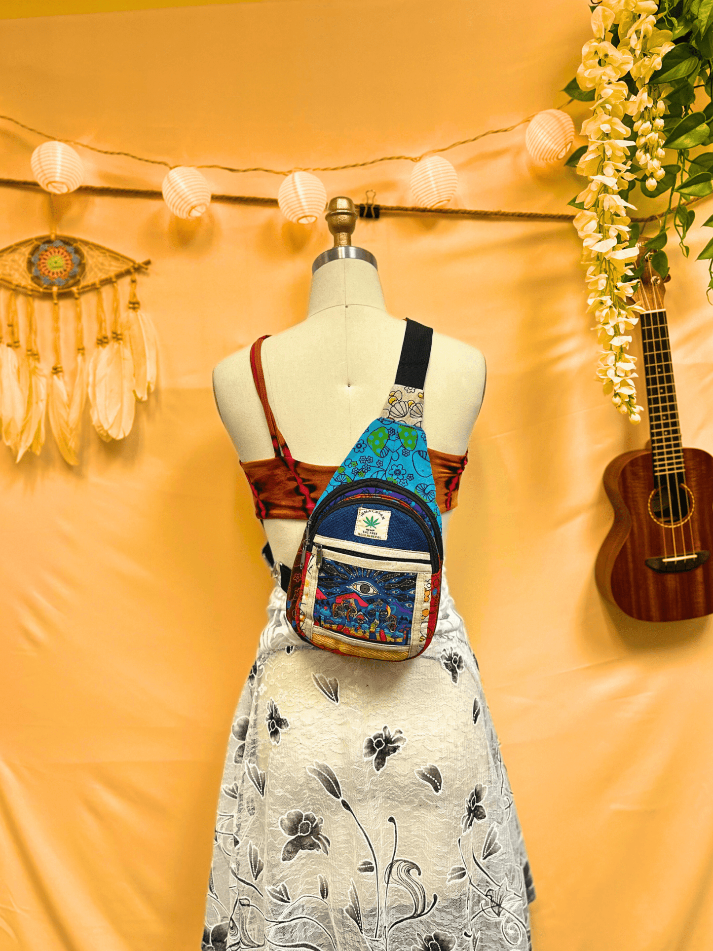 Hemp Third Eye and Mushroom Side Hippie bag - Kalika Fashion