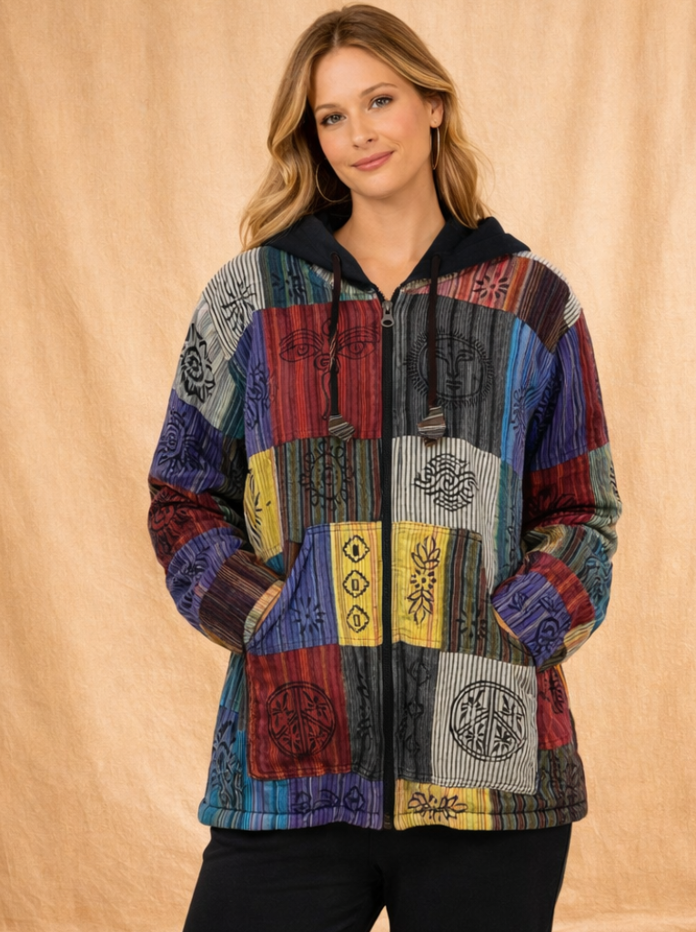 Unisex Handmade Cotton Fleece Hooded Jacket