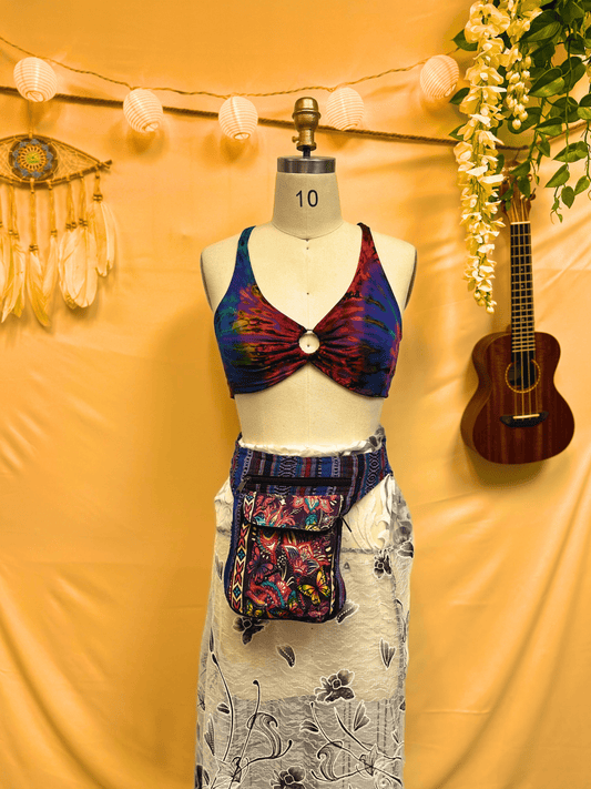 DP Multi Floral Zip & Pocket West Boho Hippie Fanny Pack - Kalika Fashion