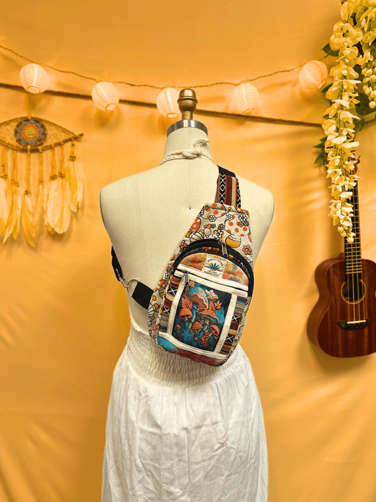 Hemp Multi Mushroom Side Hippie bag - Kalika Fashion