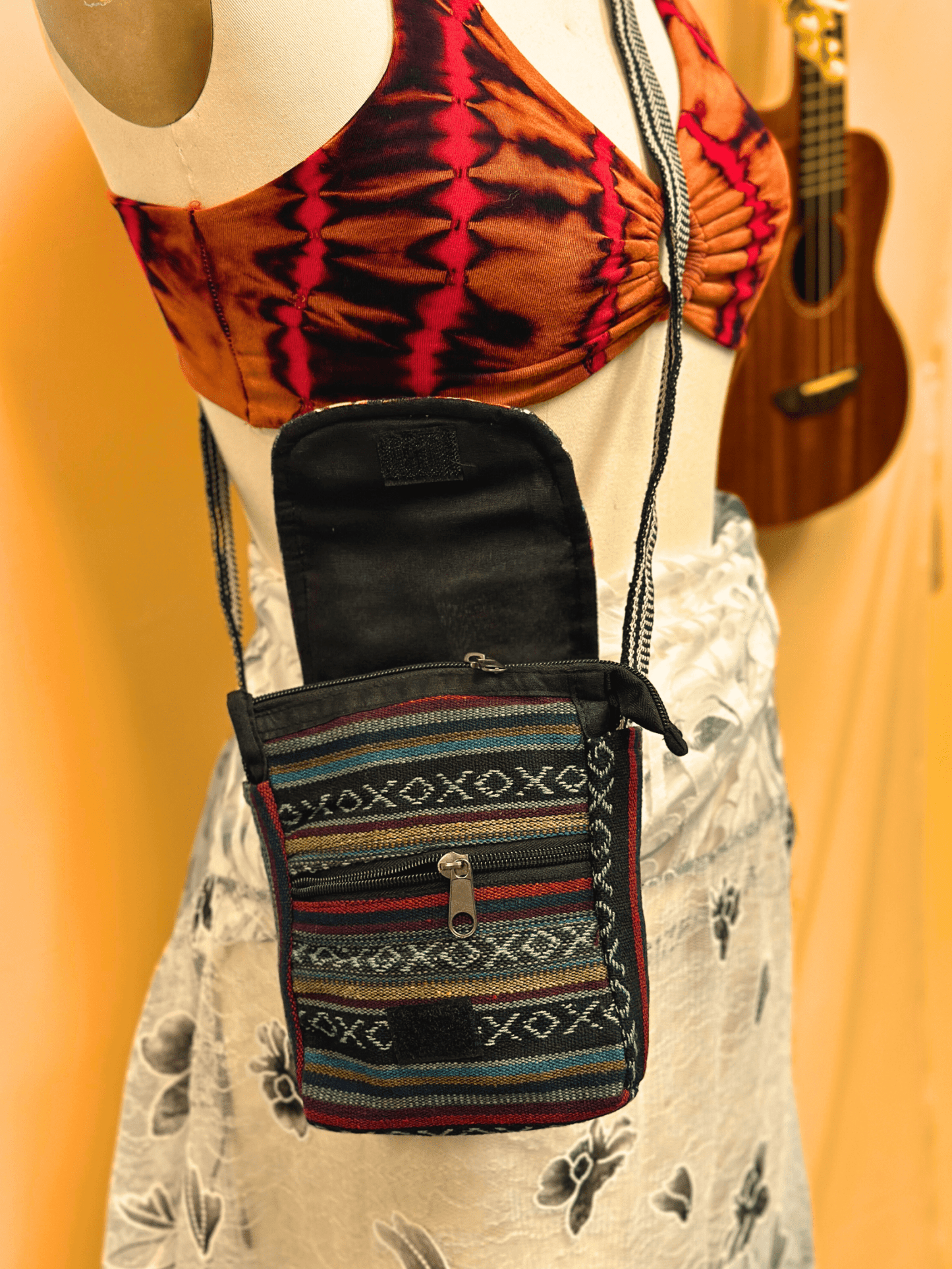 Multi Mushroom Boho Hippie Passport Bag - Kalika Fashion