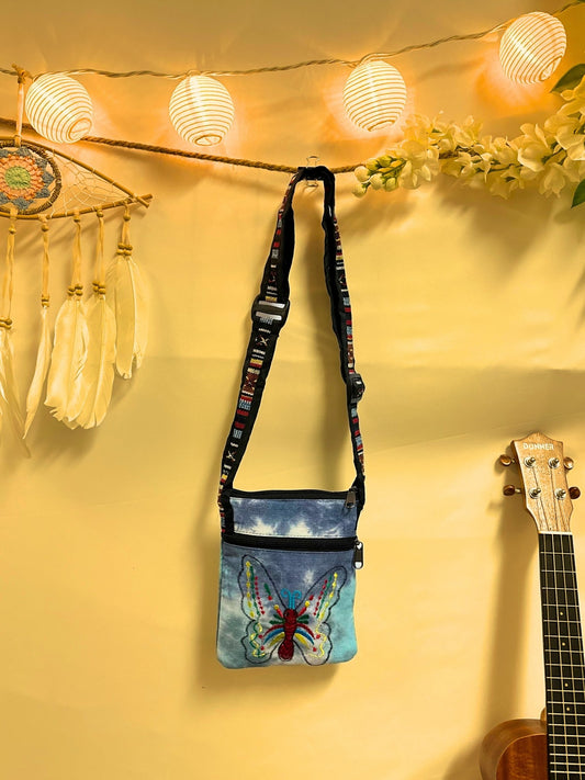 Tie Dye Butterfly Boho Hippie Passport Bag - Kalika Fashion