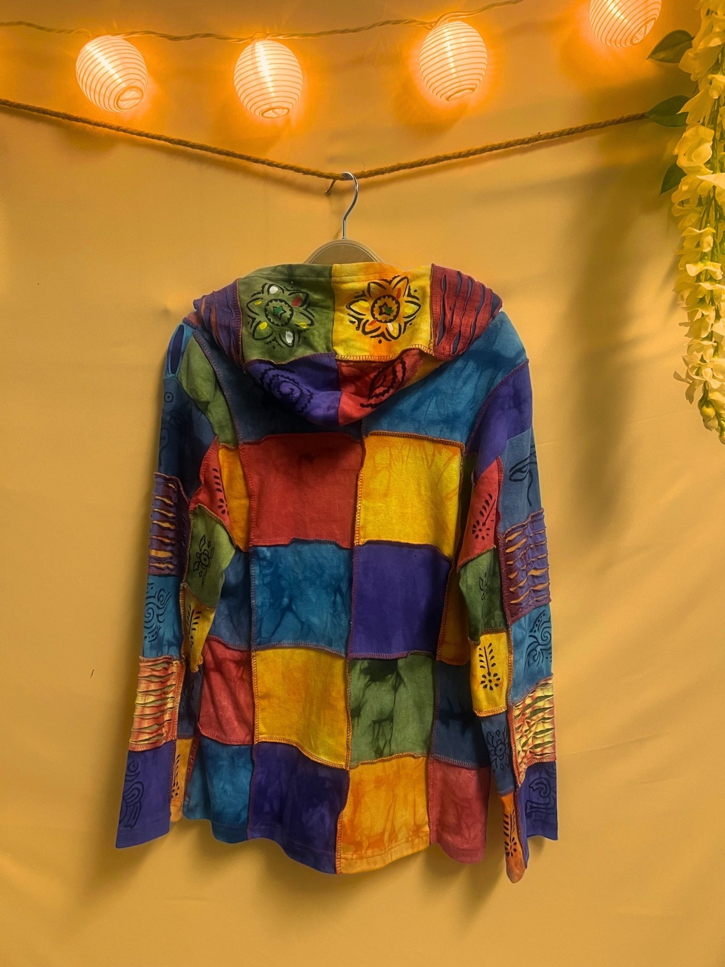 Rainbow Patchwork Razor Cut Jacket - Kalika Fashion