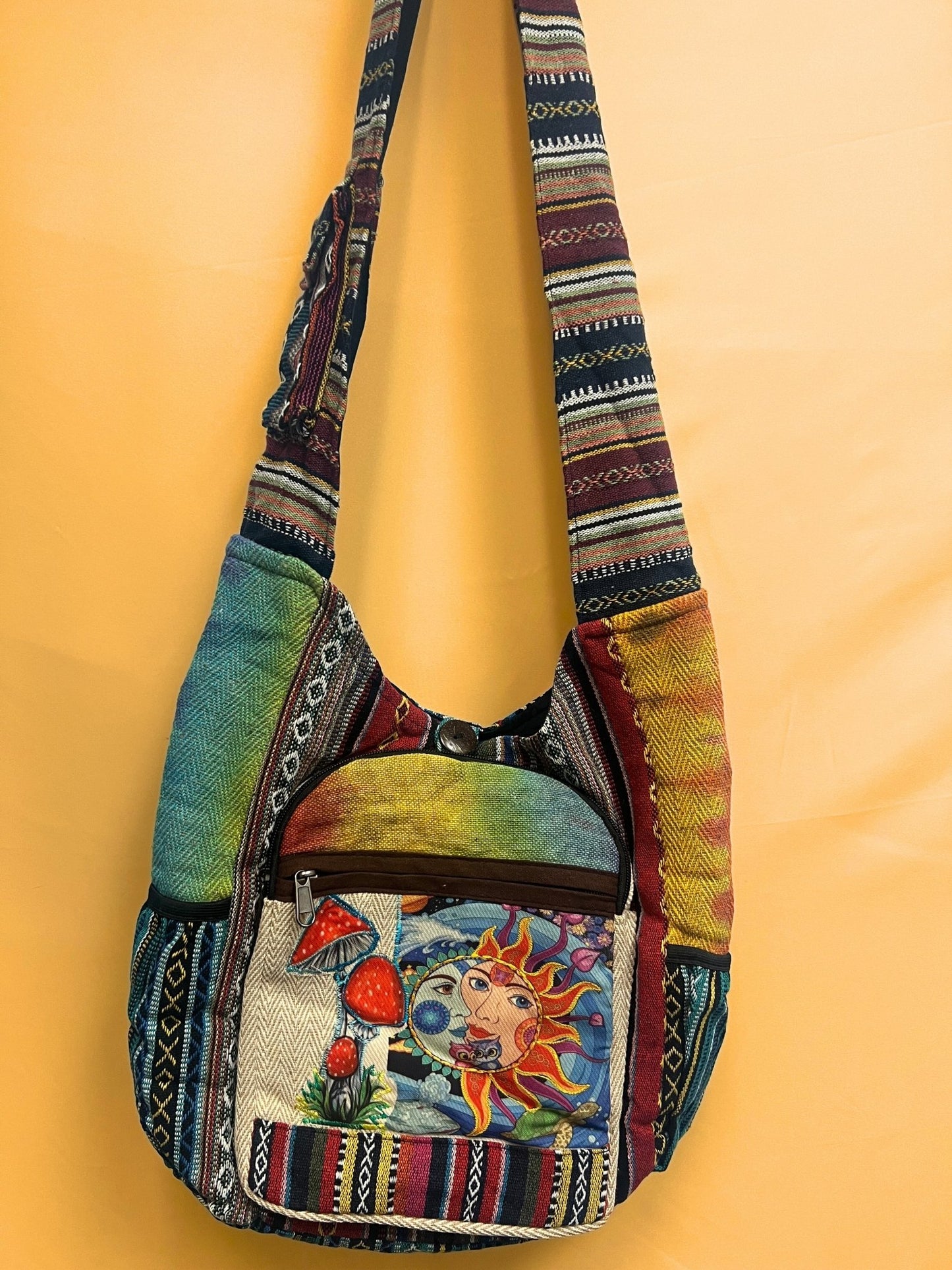 Sun Moon Mushroom Handmade crossbody shoulder bag - Kalika Fashion