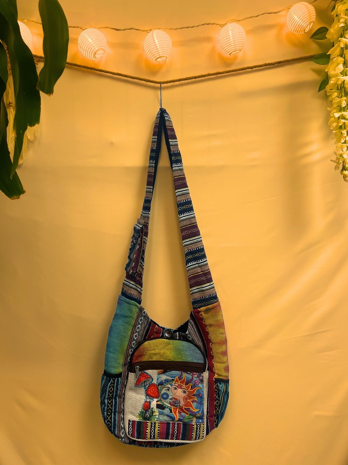 Sun Moon Mushroom Handmade crossbody shoulder bag - Kalika Fashion