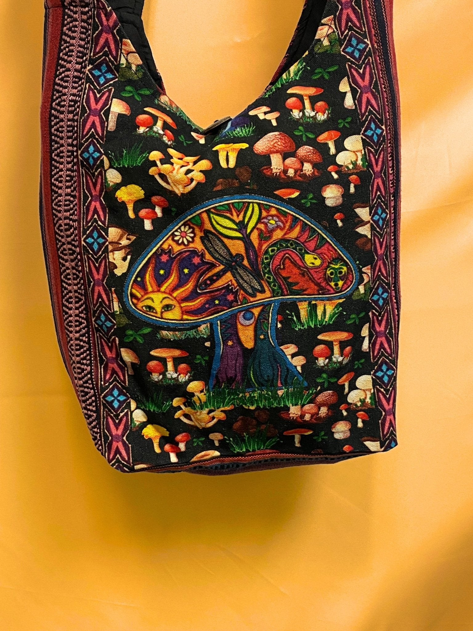 Sun Mushroom Dragonfly Boho Hippie Bag - Kalika Fashion