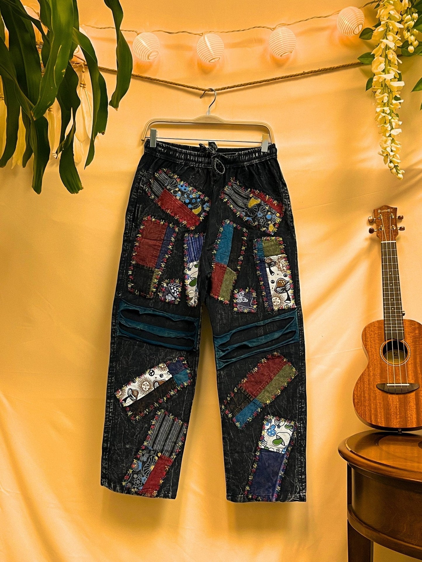 Unisex Cotton Patchwork Pants - Kalika Fashion