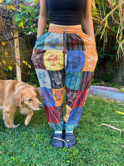 Unisex Handmade Patchwork Mushroom Pants - Kalika Fashion