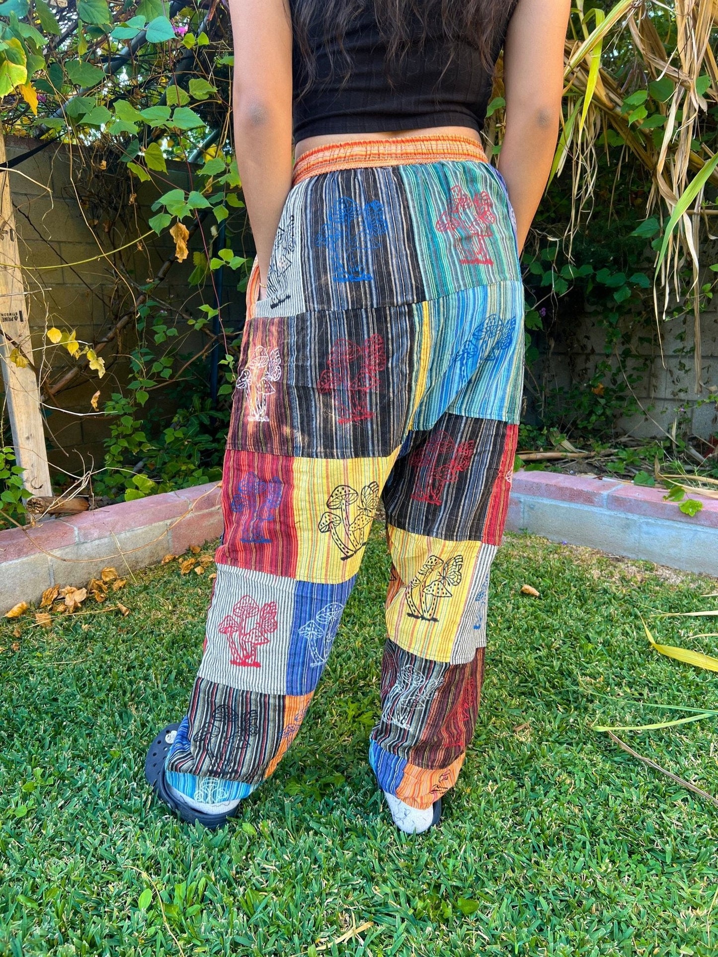 Unisex Handmade Patchwork Mushroom Pants - Kalika Fashion